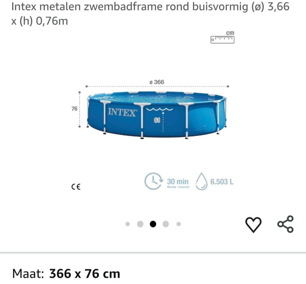 Zwembad intex, Tuin en Terras, Zwembaden, Ophalen, Gebruikt, Minder dan 80 cm, Rond