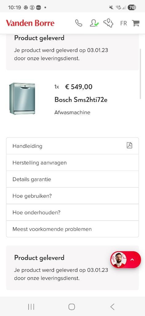 Bosch vaatwasser, Ophalen, Gebruikt