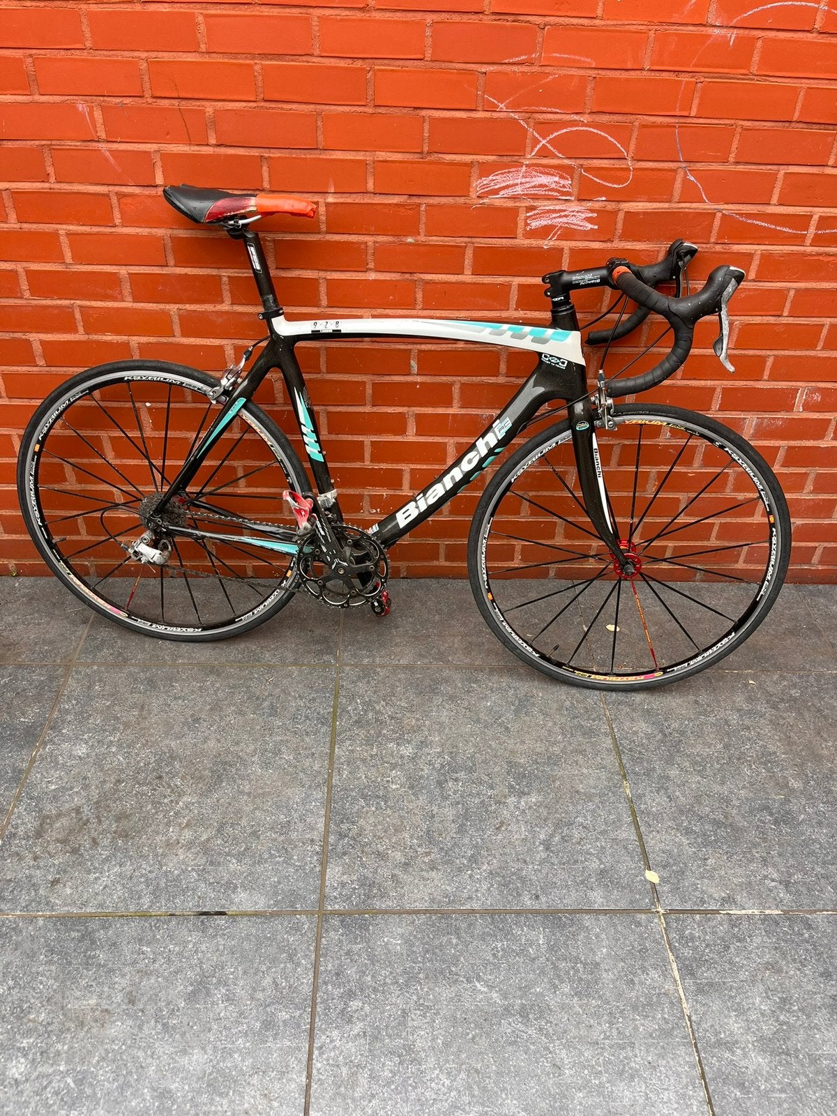 Bianchi racefiets, met reservewielen en extra carbon stuur, Autres marques, Frein sur jante, Enlèvement, Utilisé