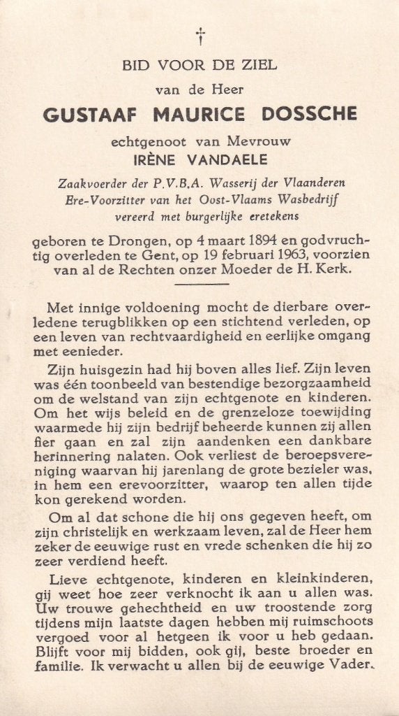 63 / B P FOTO DRONGEN DOSSCHE 1894 - 1963, Verzamelen, Ophalen of Verzenden, Bidprentje