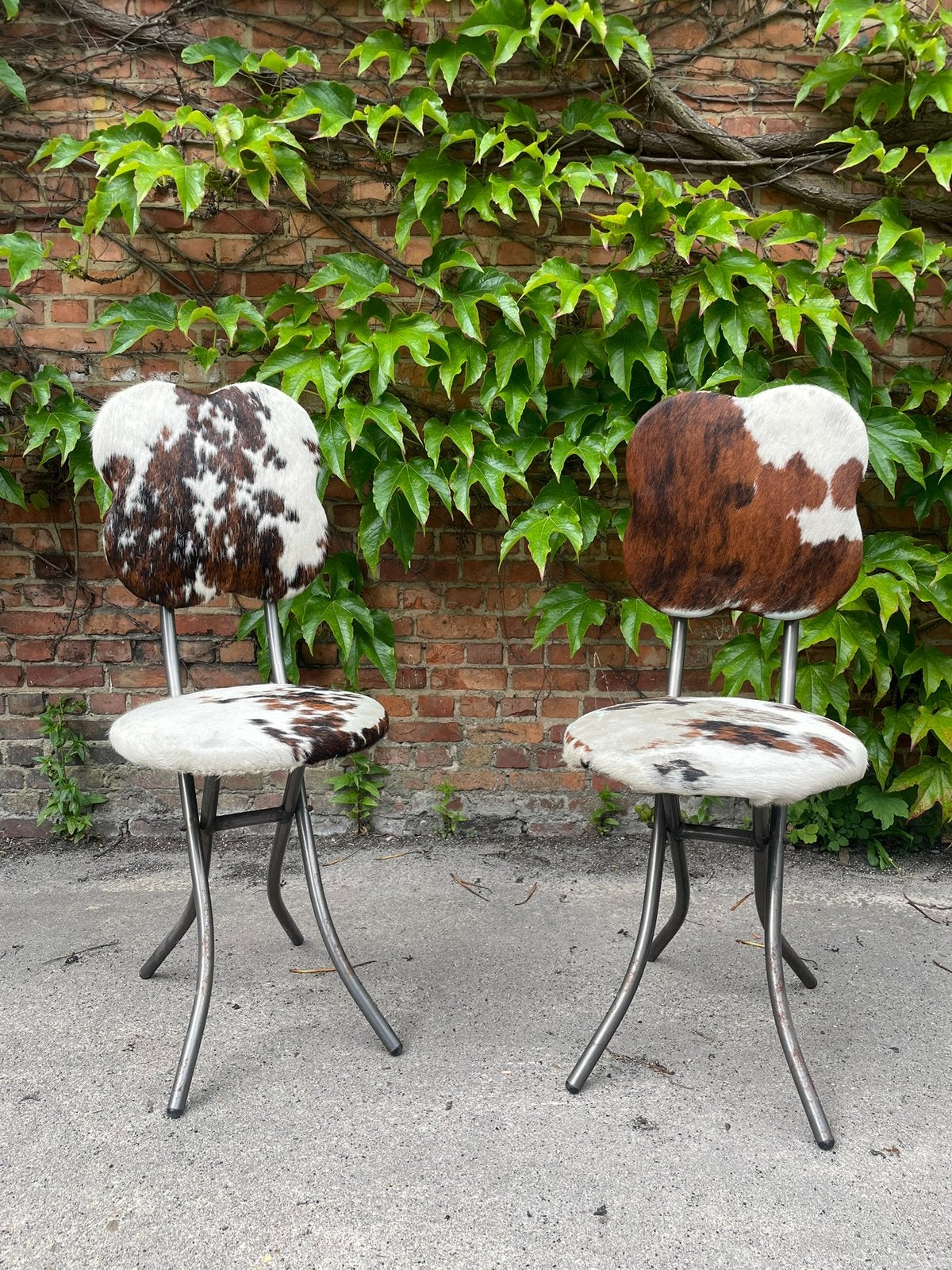 Kare Design klapstoelen (2x) —koeienhuid, jaren 80/90, Huis en Inrichting, Ophalen, Gebruikt
