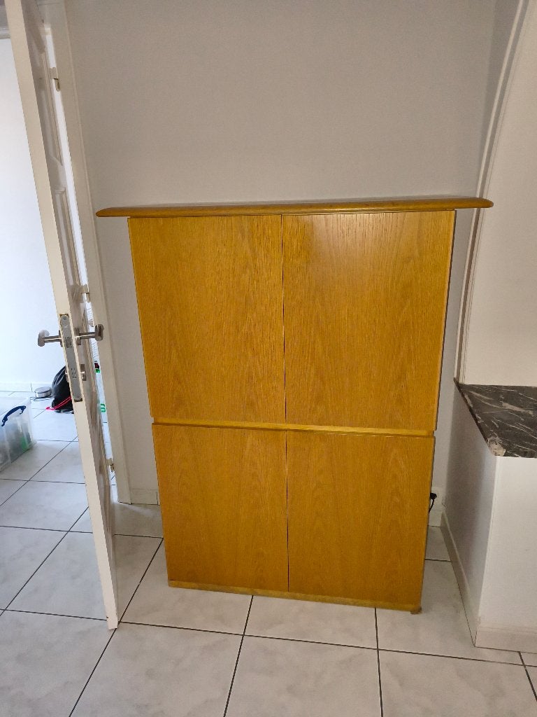 Barkast met spiegel en verlichting, Ophalen, 100 tot 150 cm, 100 tot 150 cm, Rustiek