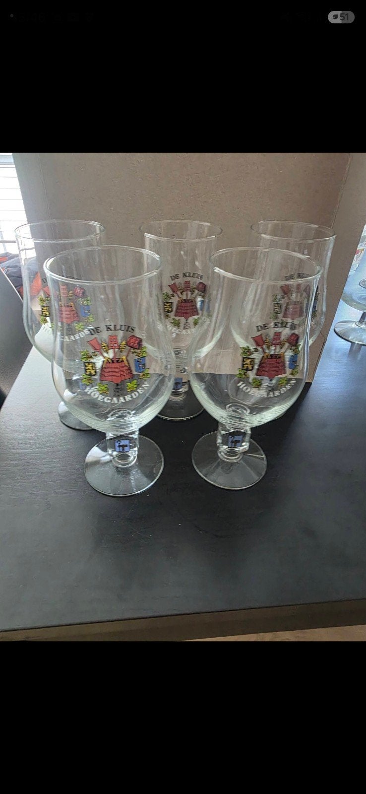 5 vintage hoegaarden de kluis glazen, Verzamelen, Ophalen