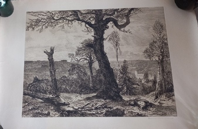 très grande gravure de Jeanne Simonnet (1879- ?), Antiquités & Art, Enlèvement ou Envoi, Eau-forte, Signé