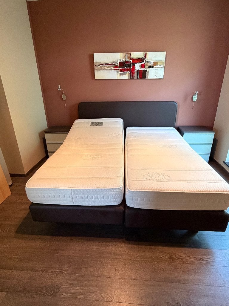 Bokspring bed 2 personen, Huis en Inrichting, Ophalen, Overige materialen, 90 cm, Bruin