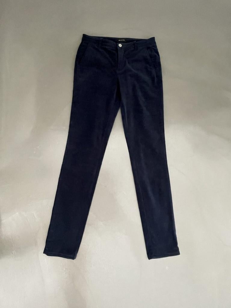 Blauwe fluwelen broek van Massimo Dutti maat 34, Massimo Dutti, Blauw, Ophalen of Verzenden, Zo goed als nieuw