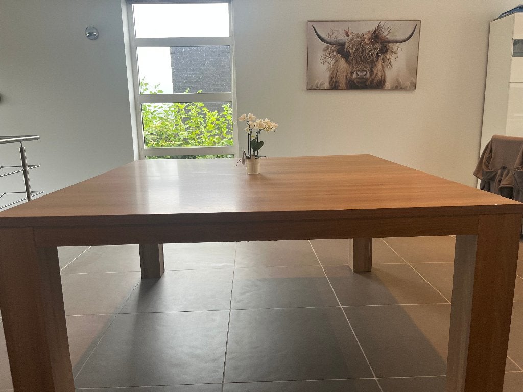 Vierkante eettafel 150 x 150, Ophalen, Gebruikt, Vierkant