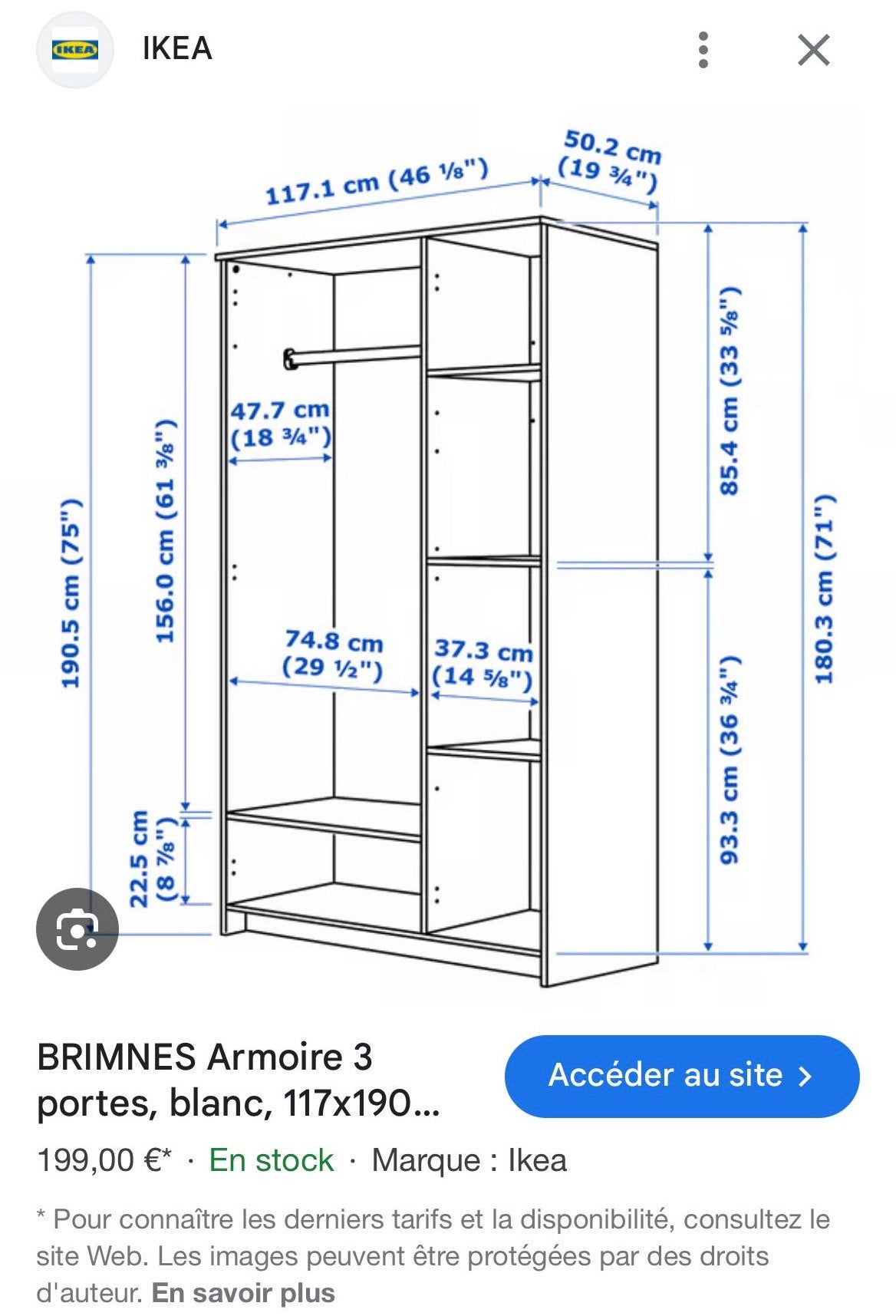 Armoire penderie IKEA, Ophalen, Gebruikt