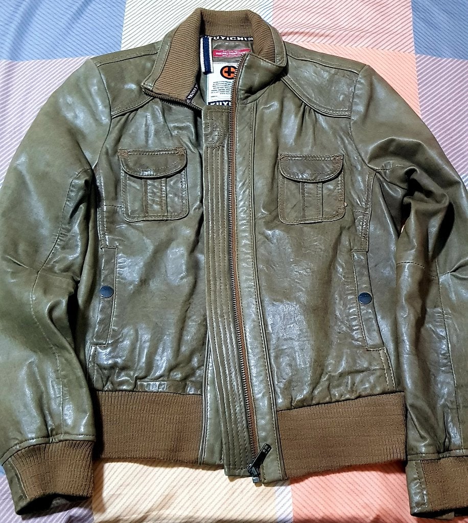 Veste en cuir véritable à tannage végétal femme taille L, Enlèvement, Comme neuf, Taille 42/44 (L)