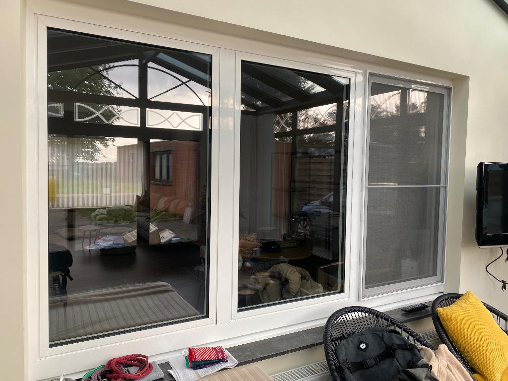 Aluminium ramen met dubbel glas te koop, Ophalen, Gevelraam of Ruit, Gebruikt, 120 tot 160 cm