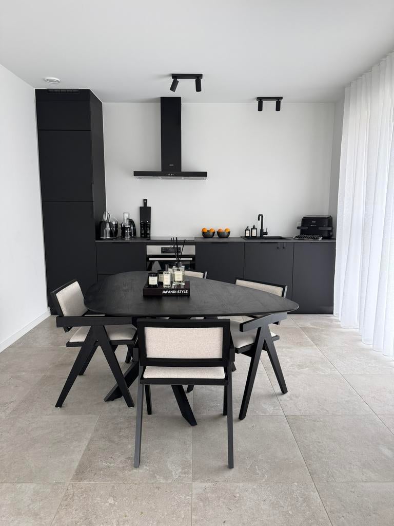 Eettafel 160 cm + stoelen, Huis en Inrichting, Tafels | Eettafels, Ophalen, Zo goed als nieuw