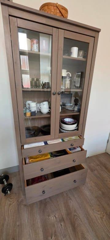 IKEA HEMNES vitrinekasten met 3 lades, Ophalen, Gebruikt