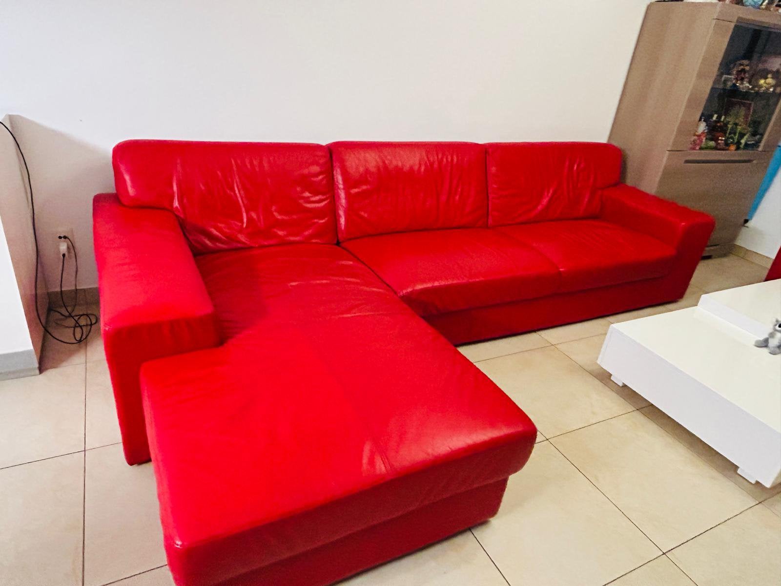 Lederen hoeksalon met longchair - 3-zit, Trois personnes, 150 cm ou plus, 300 cm ou plus, Enlèvement