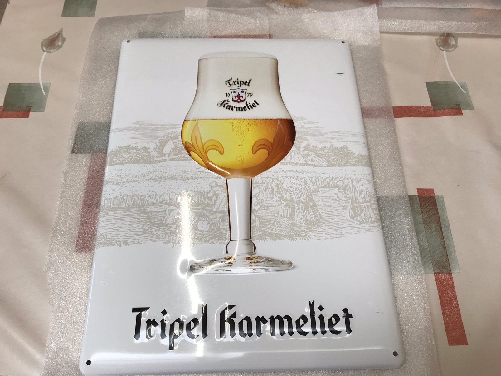 Tripel Karmeliet reclamebord metaal, Ophalen of Verzenden, Zo goed als nieuw, Reclamebord