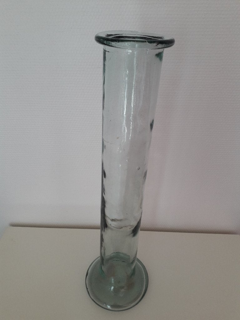 Zware glazen vaas H 58 cm voet 16 cm in goede staat, Enlèvement, Utilisé, Verre