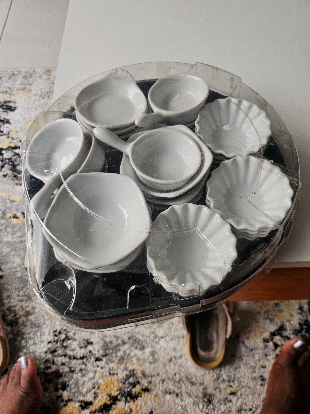 lot de 31 verrines/ plats apéro en porcelaine blanc, Enlèvement, Comme neuf