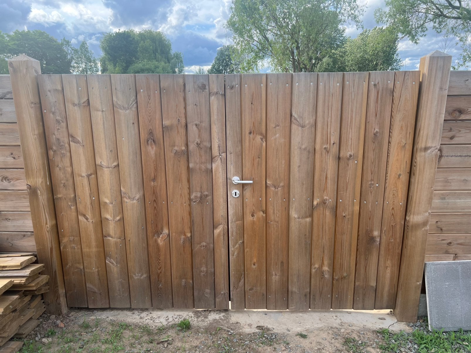 Houten grenen poort, Tuin en Terras, Ophalen, Gebruikt, 100 tot 150 cm, 200 cm of meer