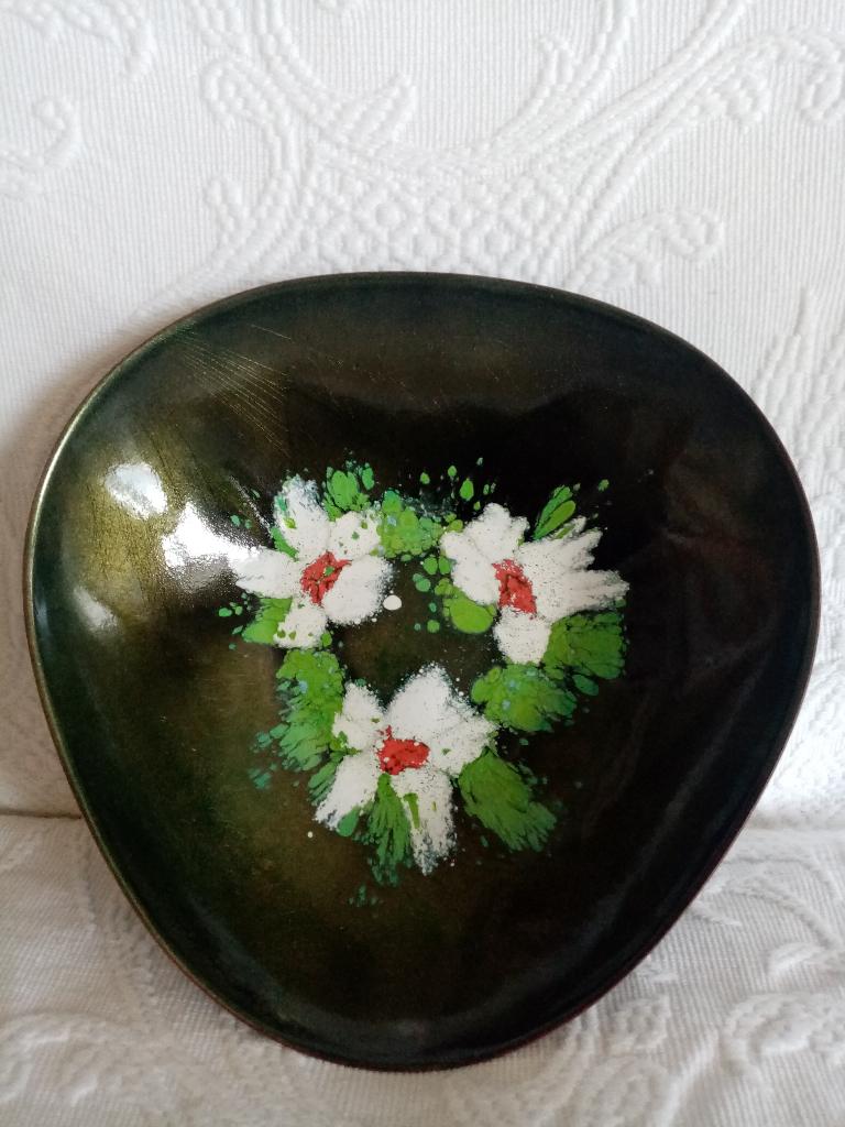 Vide poche déco métal cuivre émaillé  60s 19cm, Antiquités & Art, Enlèvement ou Envoi, Cuivre