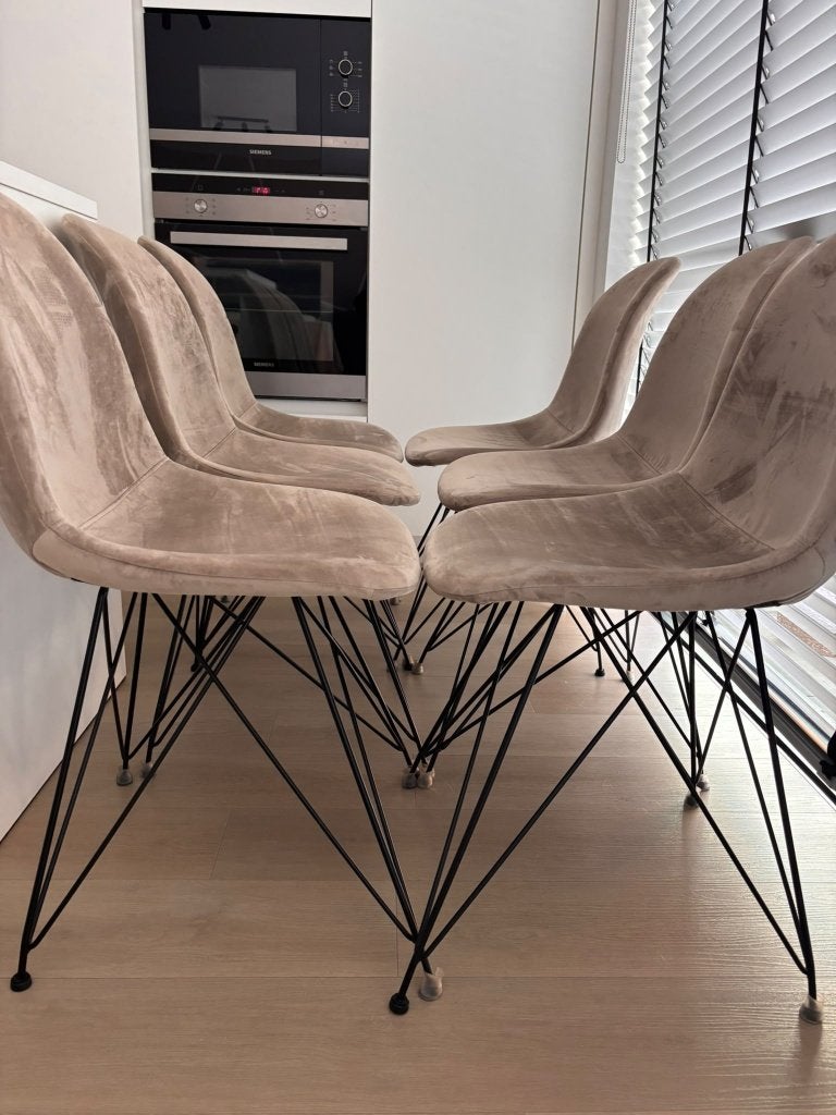 Chaises en velours taupe, Maison & Meubles, Autres couleurs, Synthétique, Enlèvement, Cinq, Six Chaises ou plus