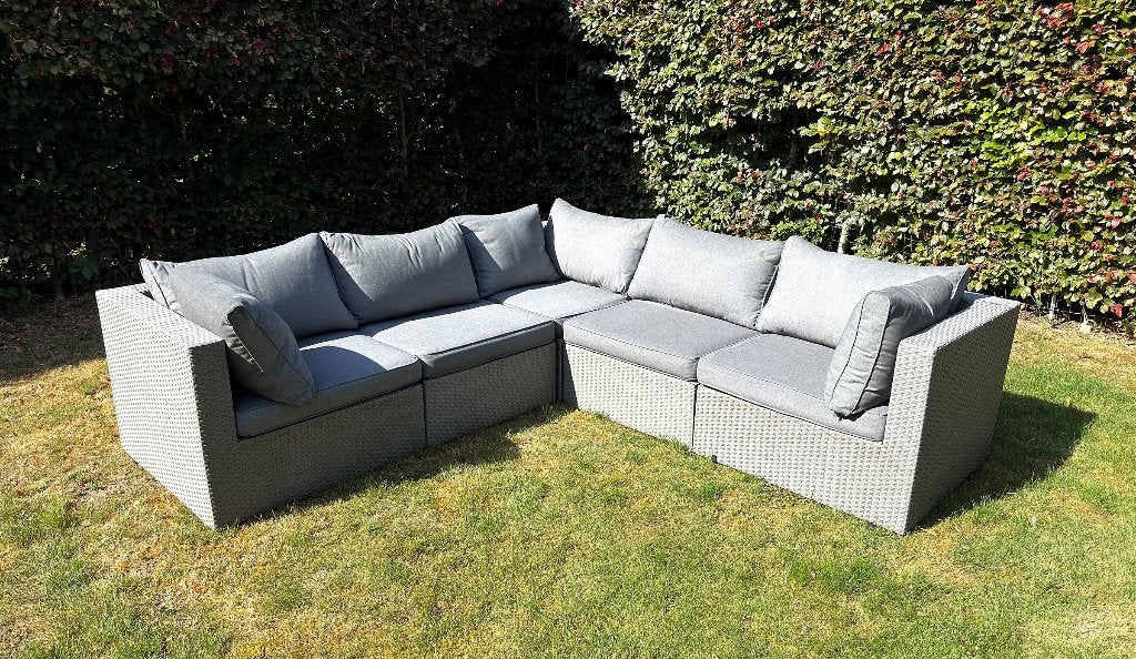 Bristol loungeset grijs wicker | modulair 5 delen, Tuin en Terras, Tuinsets en Loungesets, Ophalen, 5 zitplaatsen, Gebruikt, Loungeset