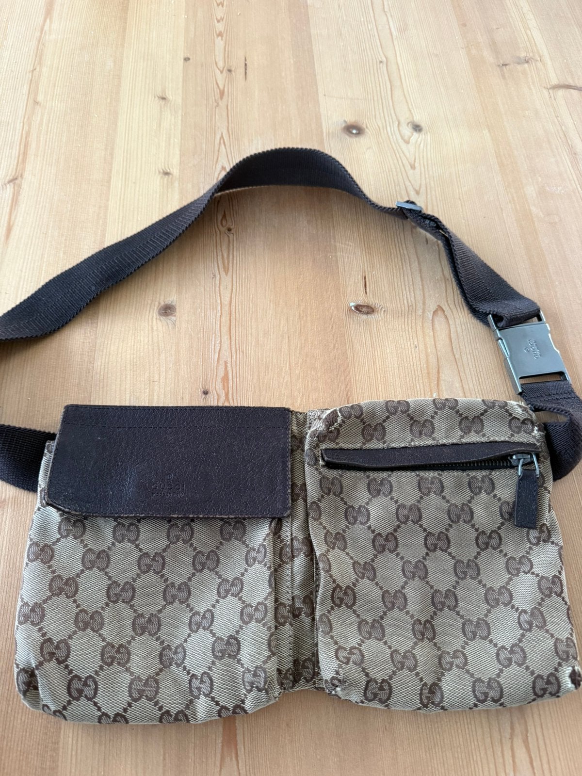 Gucci vintage heuptas, Gebruikt, Bruin, Leer, Ophalen