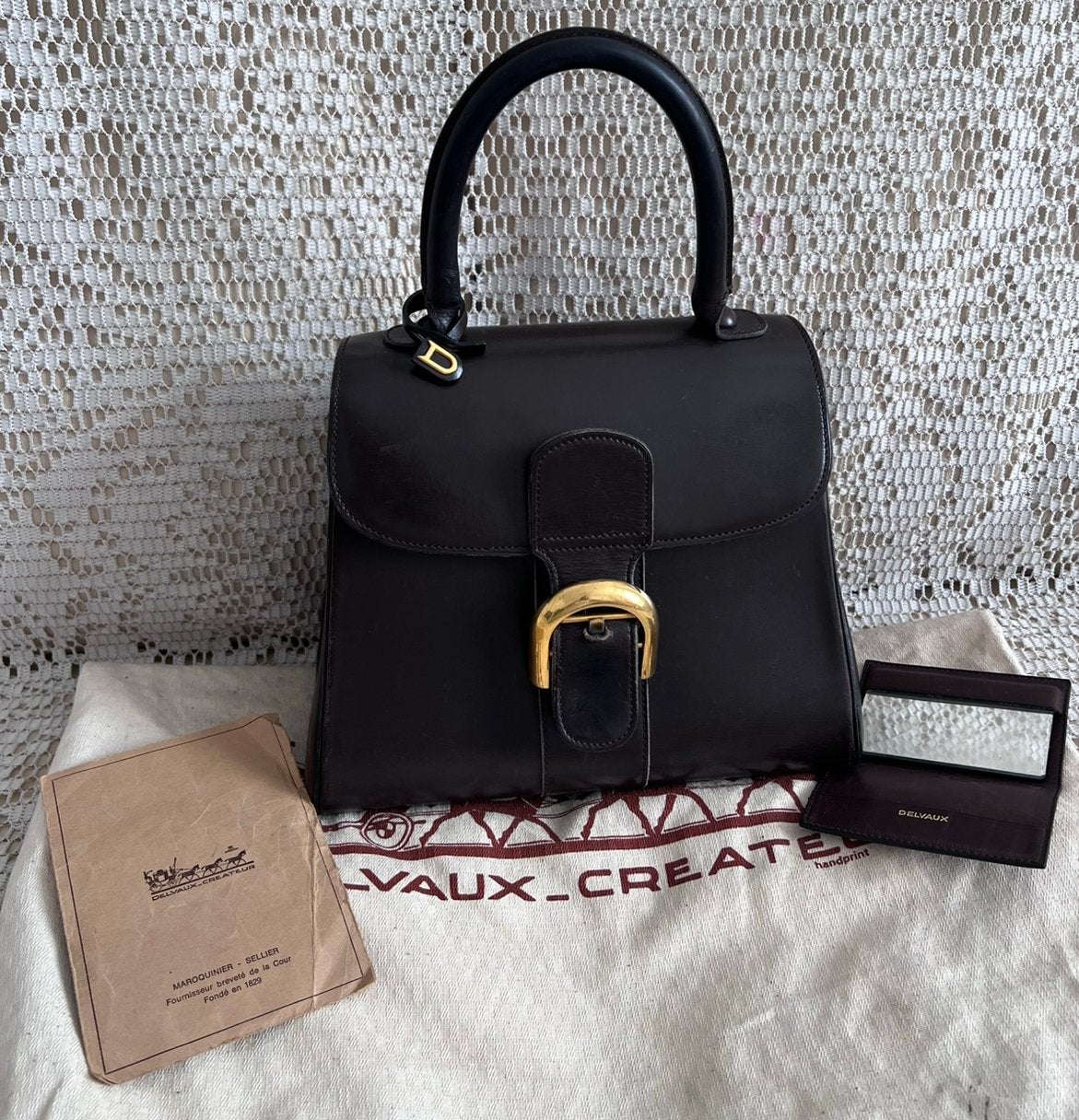 DELVAUX tas Brillant PM model bruin leer, Ophalen of Verzenden, Zo goed als nieuw, Zwart