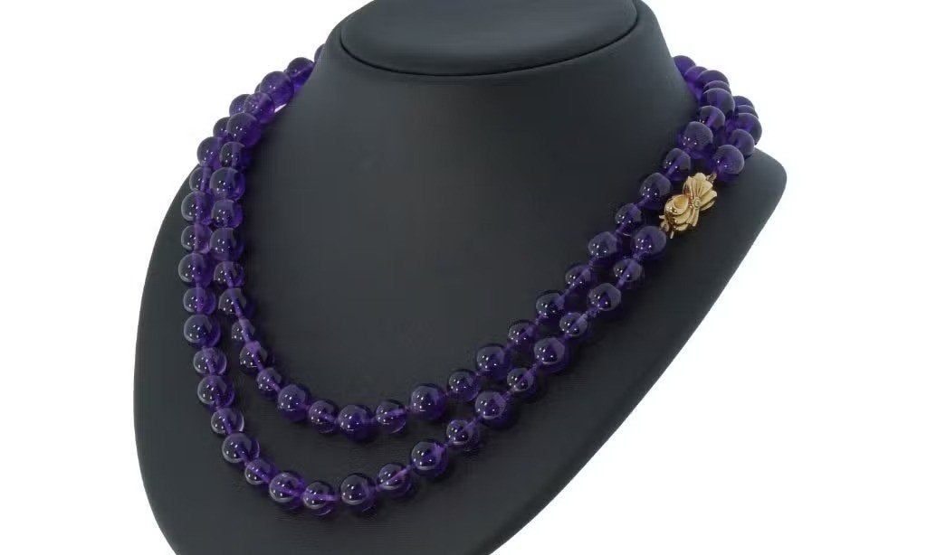 Amethist diamant edelsteen ketting 18k slot goud fraai dames, Bijoux, Sacs & Beauté, Enlèvement ou Envoi, Or, Comme neuf, Or