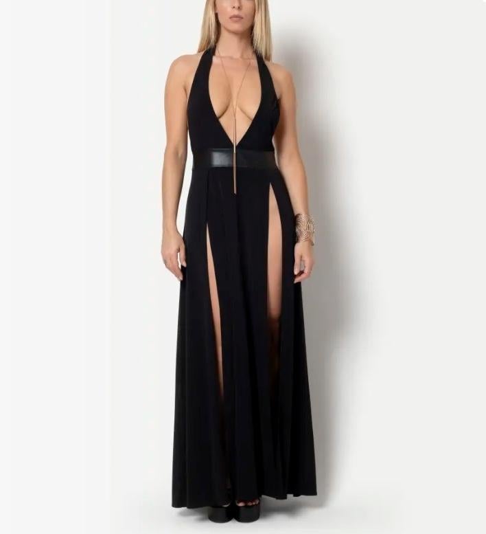Lingerie nachtjapon zwart met zilver juweel nieuw, ANDERE, Verzenden, Zwart, Nachtkleding