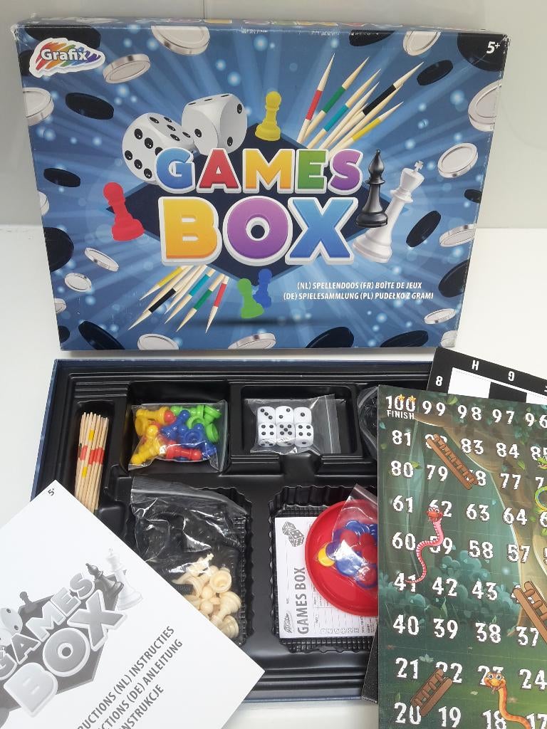Games Box, doos met veel klassieke spellen, als nieuw, Enlèvement ou Envoi, Neuf, Grafix