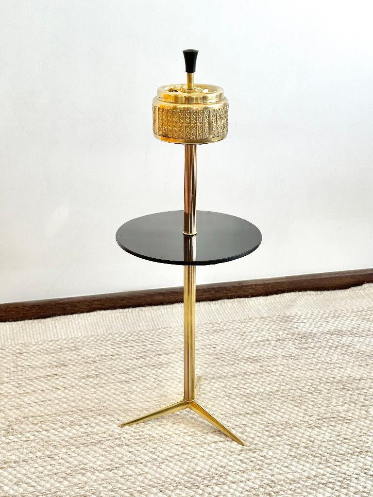 Table cendrier midcentury vintage 50’s 60’s, Rond, Moins de 55 cm, Comme neuf, Verre