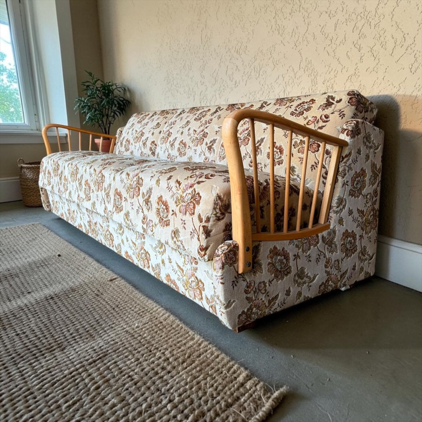 Vintage gebloemde zetel / daybed / canapé, Verzenden