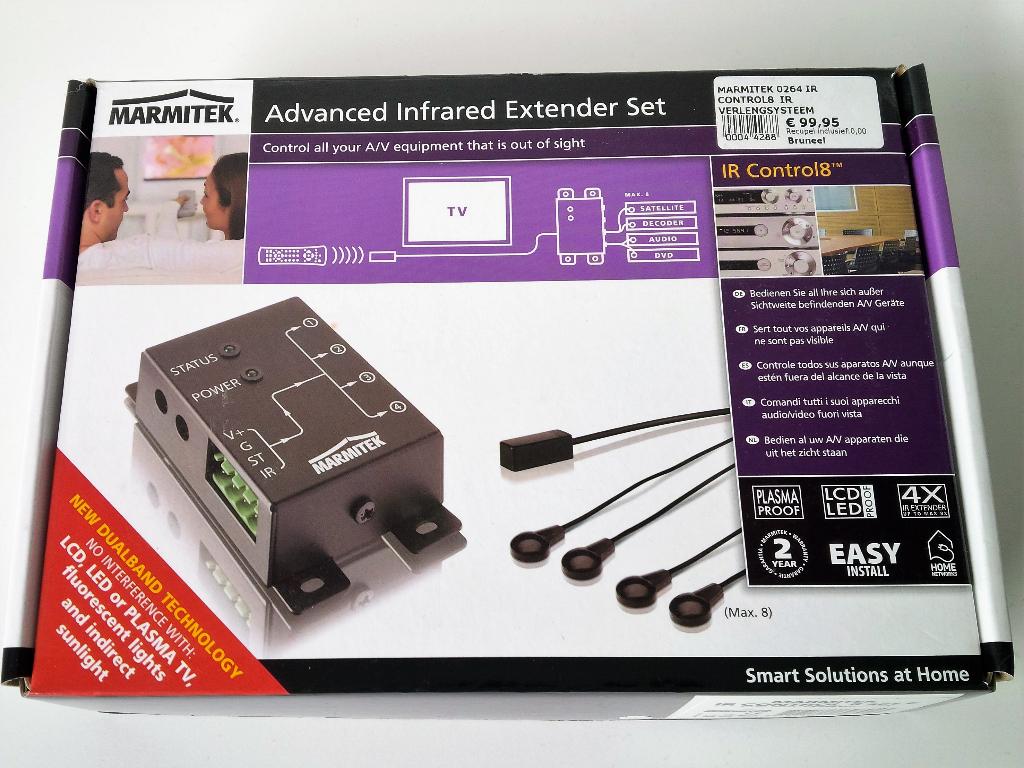 Marmitek IR Control 8 : IR remote 4 verborgen apparaten, Audio, Tv en Foto, Ophalen of Verzenden, Zo goed als nieuw