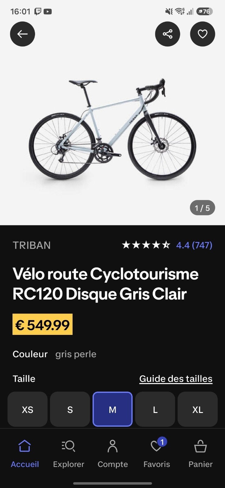 Velo de route Triban RC 120, Enlèvement, Comme neuf