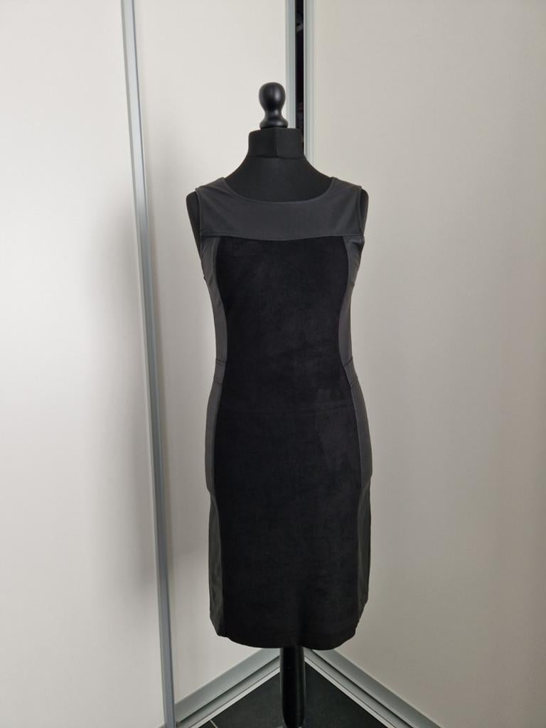 Robe chic, col rond, mi cuir/mi suédine, noir, Taille 3, Maat 38/40 (M), Zwart, Cocktailjurk, Ophalen of Verzenden