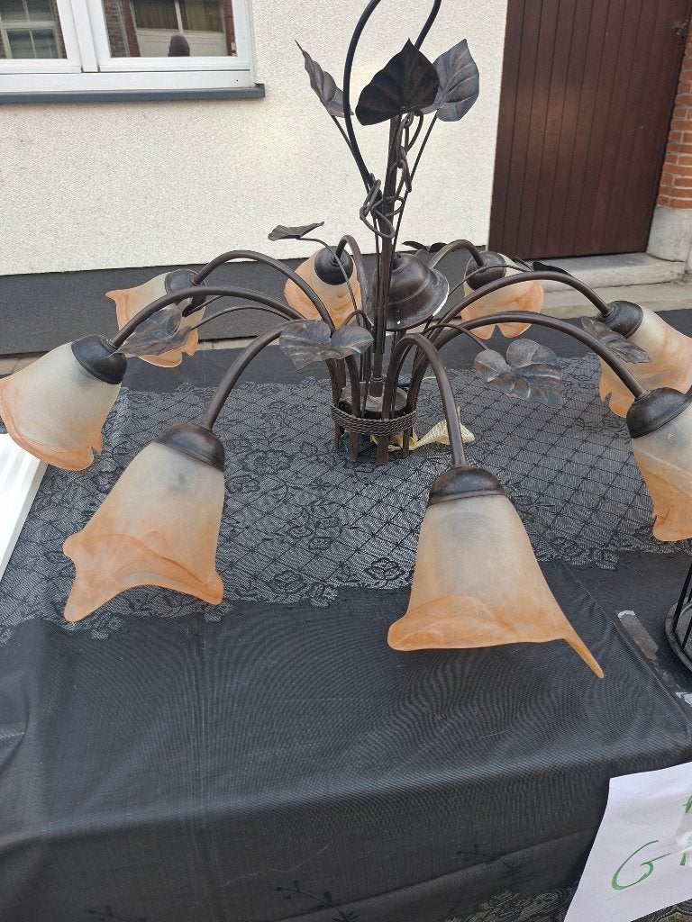 Kroonluchter vintage jaren 80, Ophalen of Verzenden, Zo goed als nieuw, Glas