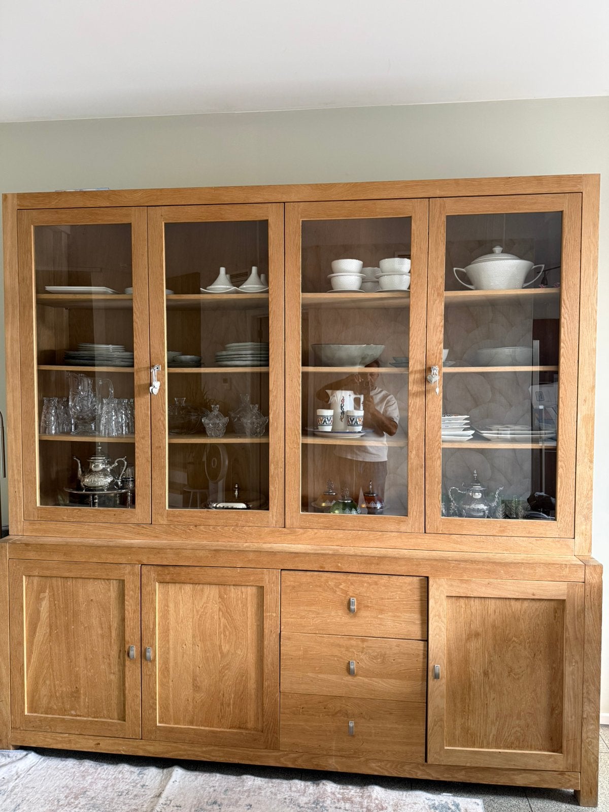 Vitrine kast massief eiken, Huis en Inrichting, Ophalen, Gebruikt, 200 cm of meer, Eikenhout