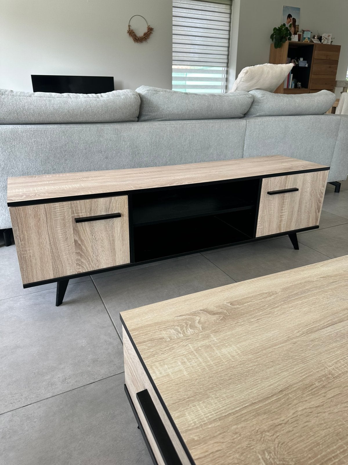Tv meubel en salontafel, Autres essences de bois, Moins de 100 cm, Enlèvement, Utilisé