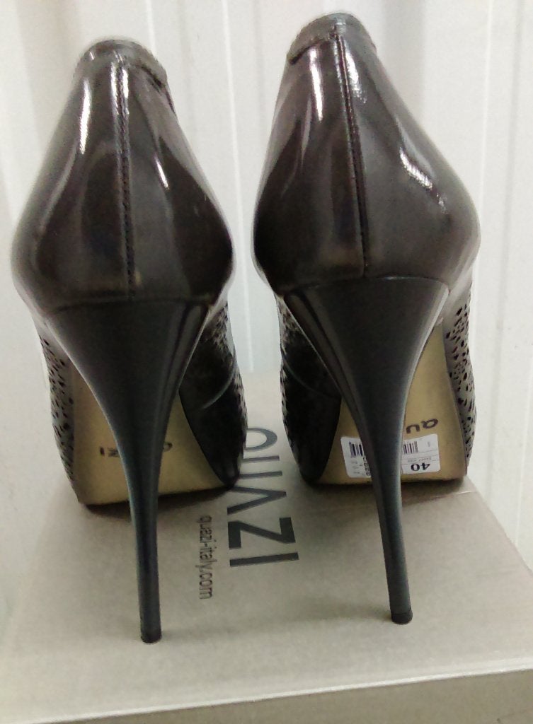 569* QUAZY sexy escarpins peep toe cuir (pointure 40), Neuf, Gris, Escarpins, Envoi