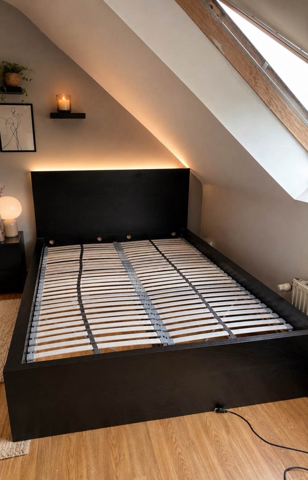 Lit ikea malm 160/200, Enlèvement, Comme neuf, Noir, 200 cm
