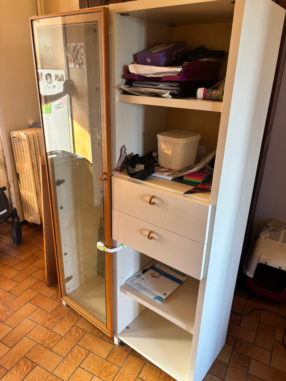 Meuble vitré bon etat, Ophalen, Gebruikt, 100 tot 150 cm, Teakhout
