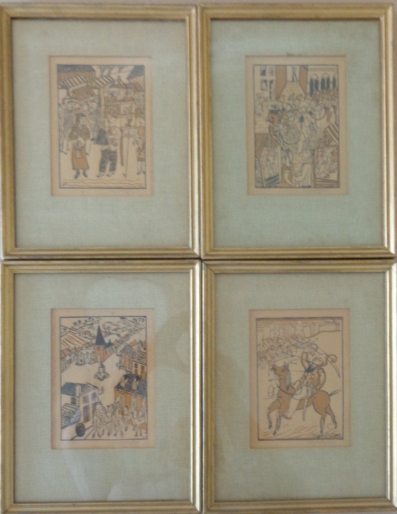 EDGARD TYTGAT / LOT 4 STUKS / KLEURHOUTSNEDE / 31x25cm KADER, Antiek en Kunst, Gesigneerd, Ophalen of Verzenden, Gravure