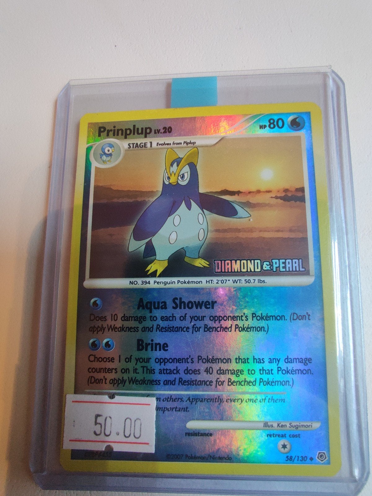 Prinplup Lv.20 Stamped BKPR DP 58, Ophalen, Zo goed als nieuw, Losse kaart, Foil