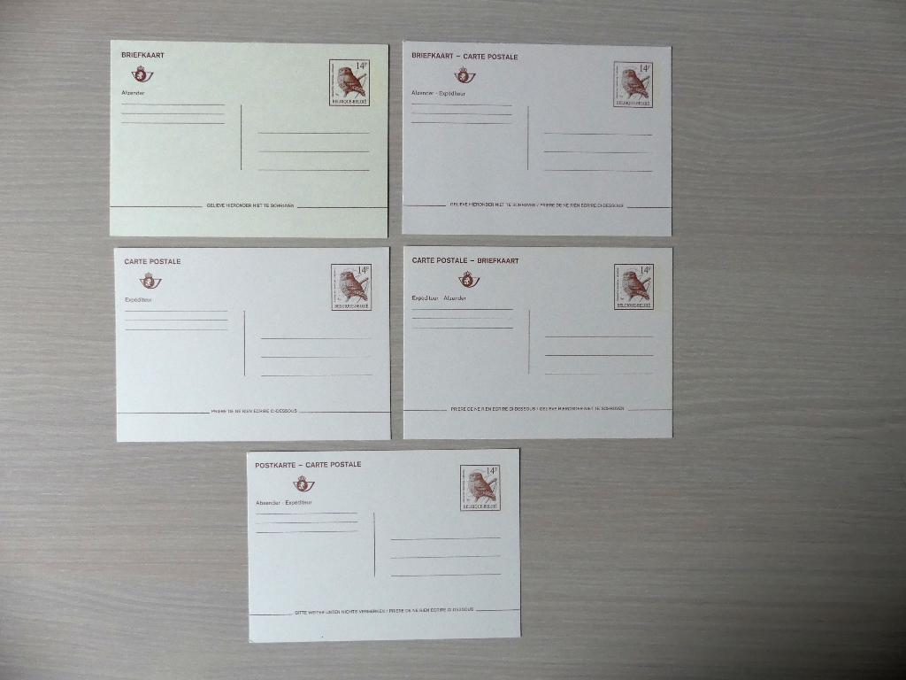 5 Geïllustreerde briefkaarten - ongebruikt :  Buzin Steenuil, Postzegels en Munten, Postzegels | Europa | België, Postfris, Ophalen of Verzenden