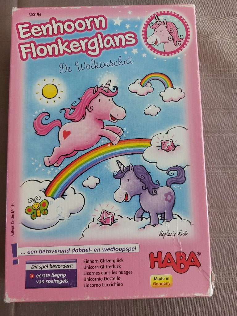 Haba Eenhoorn Fonkelglans - De wolkenschat, Trois ou quatre joueurs, Enlèvement, Comme neuf, Haba