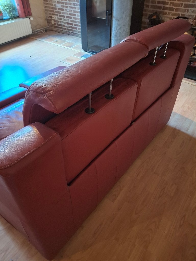 lederen 2 en 3 zit  en salontafel, Maison & Meubles, Canapés | Salons, Enlèvement, Utilisé, Bois