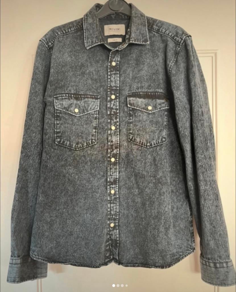 Zwart jeanshemd maat S only&sons, Kleding | Heren, Overhemden, Ophalen of Verzenden, Zo goed als nieuw, Zwart