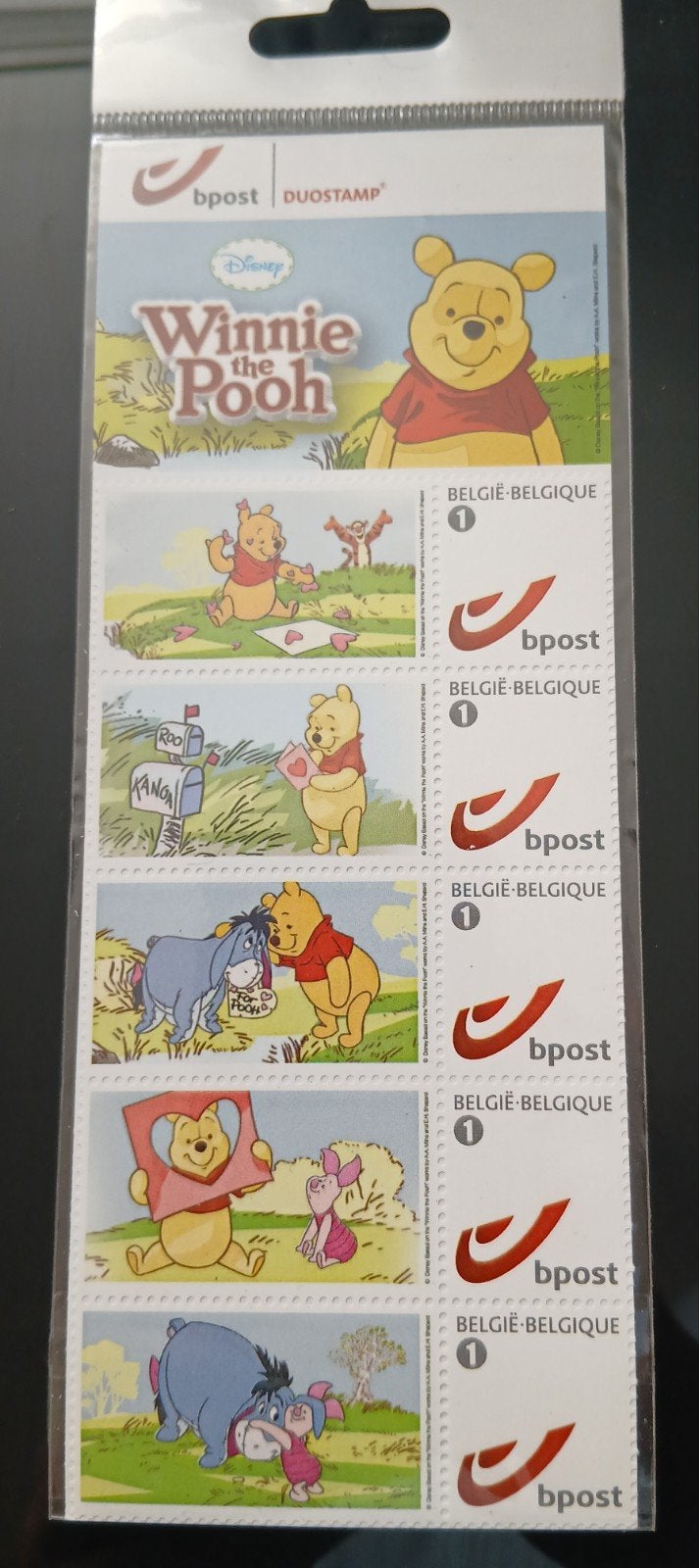 DuoStamp Winnie l'Ourson Carnet de 5 timbres, Enlèvement ou Envoi, Winnie l'Ourson ou amis, Neuf, Papier, Carte ou Papeterie