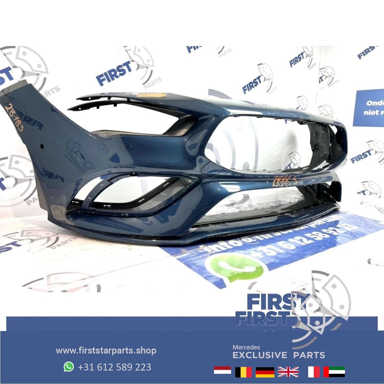 W118 CLA AMG VOORBUMPER BLAUW Mercedes 2019-2022 ORIGINEEL, Gebruikt, -, Voor, Ophalen of Verzenden