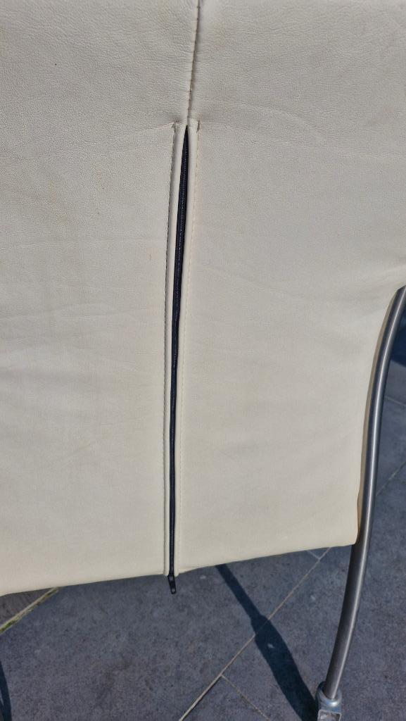 JOLI - 4 leren stoelen met afneembare hoezen op wielen -, Huis en Inrichting, Stoelen, Ophalen, Wit, Contemporain, Vier