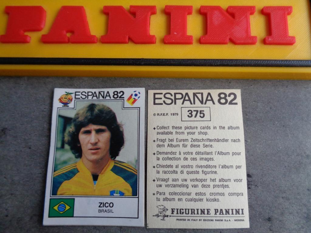PANINI VOETBAL STICKER WORLD CUP 82 WK ZICO BRASIL NR 375, Ophalen of Verzenden, Sticker